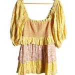 Love Shack Fancy Shaw Smocked Floral Print Mini Dress in Chateau Rose Size Small Photo 4