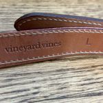 Vineyard Vines Pink Mini Blue Whale Brown Leather Brass Buckle Belt Size L Photo 7