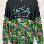 Stay Salty Myrtle Beach Long Sleeve Top – Tropical Floral Colorblock Size L Photo 0