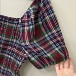 American Eagle Outfitters Plaid Puff Sleeve Blouse Red Blue Green Sz XL Photo 1