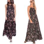 Free People Intimately  Black Floral ‘Garden Party’ Smocked Maxi Dress, Size M Photo 1