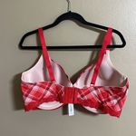 Adore Me Bra Kati Sz 38DD Red Plaid Lace/Bow Detail Underwire Feminine Sexy Photo 3