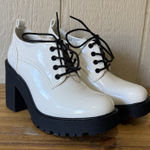 NWOT Arizona Jean Company White Chunky Lace Up Heel Block Shoes, Size‎ 6.5M Y2K Size 6.5 Photo 0