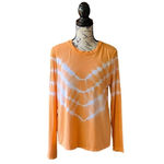 AQUA  Orange White Tie Dye Long Sleeve Top Women’s Small Soft Stretch Boho Photo 1