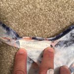 Ocean Drive White and Blue Sleeveless Tank Top with Tie Front Photo 1