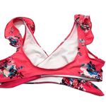 COCOSHIP Womens Floral Wrap Bikini Top Ruffle Pink & White Size 8 Photo 1
