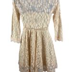 Free People Cream 3/4 Sleeve Lace Overlay V-shaped Fit & Flare A-line Dress 2 Photo 1