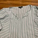 Suzanne Betro Striped Mini Dress Womens Size Large Green White Tie Sleeve Casual Photo 1