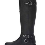 G by Guess  Black Ridding Boots Wide Calf Harvest Tall Buckle Stacked Heel Rocker Photo 0