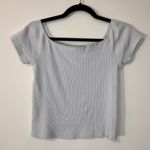 Brandy Melville  JOHN GALT Light Blue Ribbed Off Shoulder Top Women’s One Size Photo 3