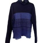 Rebecca Taylor Knit Wool Mohair Cashmere Cowl Neck Fringe Hem Blue Sweater Sz S Photo 0