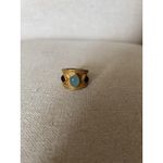 Julie Vos Gold Statement Ring Light Green with Dark Accent stones Size 7 Photo 0