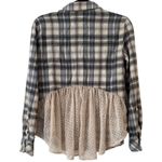 Holding Horses  Blue White Plaid Flannel Western Chiffon Back Shirt Size Small Photo 3