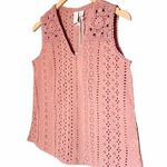 Joie NWT  Blouse Eyelet Lace Crochet Trim Cotton Top Desert Rose Pink Size XS NEW Photo 3
