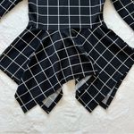 SheIn NWOT Small Black Geometric Print Handkerchief Hem Full Sleeve Peplum Mini Dress Photo 3