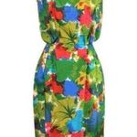 Vintage 1960s Primary Colored Floral Silk Dress Mardi Gras New York Small Photo 0