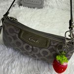 Coach y2k Patent Leather Canvas Gray Signature Canvas Wristlet Mini Purse Photo 2