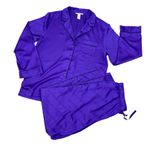 Victoria's Secret  Satin Pajama Set Purple Black Medium Shirt Pants Photo 11