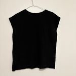 Eileen Fisher Women Cotton Short Cap Sleeve V-Neck Tee Vest in Black Size Large Photo 6