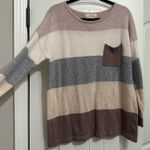 Pastel Pink & Grey Strip Sweater Size L Photo 0