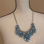 Women’s Statement Silver Tone Blue Rhinestone Bib Necklace Photo 3