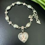 Brighton Retired Power Of Pink Breast Cancer Love Heals Heart Charm Bracelet 26g Photo 0
