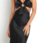 Petal and Pup  Black Satin Midi Dress Side Cutout 6 NEW Photo 0