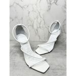 Schutz  Sandals Size 5B White Leather Open Square Toe Stiletto Heel Ankle Strap Photo 6