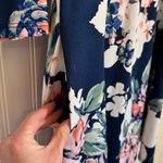 Annabelle Womens Floral 3/4 Sleeve Dress with Ruffled Shoulders & Pockets Size S Blue Photo 5