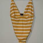 Blue Blush  honey stripe knit bodysuit size medium adjustable strap deep v neck Photo 1