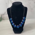 Green and Blue Floral Rhinestone Drop Necklace Photo 0