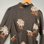 Stone Cold Fox Long Sleeve Silk Mini Dress Floral Brown 1 XS Photo 2