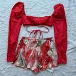 White Fox Red Opposite Sides Crop Top Size Small Photo 0