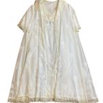 Odette Barsa Vintage White Floral Lace Trim Robe & Nightgown Set Lingerie Photo 0