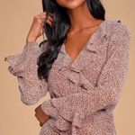 Lulus LULU’S Zoelle Burgundry Floral Print Ruffle Mini Dress Sz M Photo 1