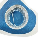Calvin Klein  Blue White Striped Paper Wide Brimmed Sun Hat Photo 2