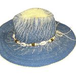 Blue and Tan Women's paper straw Cowgirl Hat Photo 2