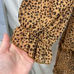 Women's brown leopard print ruffle deep v Photo 1