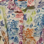 VILAGALLO exclusive print village button up dress size 44 or Medium 100% cotton White Photo 2