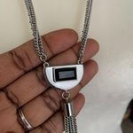 White House | Black Market Silver Black Tassel Long Necklace Photo 2