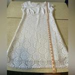 White‎ Lace Crochet Eyelet Dress Lined Cap Sleeve Midi Size S White Photo 6