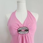 Y2K No Boundaries Pink Halter Top Beaded Rhinestone Front Detail Tank S Photo 1