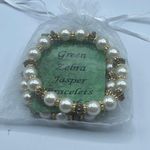Artisan  made set of 2 green zebra Jasper stretchy bracelets Photo 4