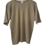 Henri Bendel Women's Silk Knit Blouse Taupe Size L Casual Crew Neck Photo 0