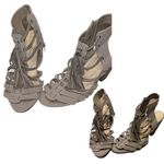 C Comfort Beige Sand Colored Zip Up / Fringe Detailed Wedges Size 10M Photo 1