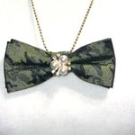 “Dainty Dapper” Green camouflage Bow tie Pendant Necklace Photo 1