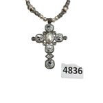 Classy faux pearl & clear crystal cross necklace Photo 5