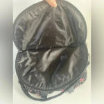 Olsenboye  Floral Crossbody Bag Corduroy Black Pink Leather Strap GUC! 0096‎ Photo 3