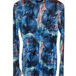 Mini Dress Sheer Bodycon Womens Size Medium Blue Floral Cocktail Lingerie NWT Photo 0