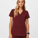 FIGS Women's Burgundy Casma™ - Three-Pocket Scrub Top Photo 2